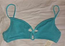 Aerie American Eagle Swim Crinkle Lace Up Scoop Bikini Top X-LARGE Spring Blue