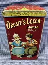 Vintage Droste's Cocoa Tin TRAIN SCENE Hard to Find 1LB Size Haarlem Holland