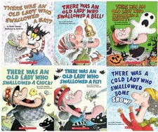 NEW Lot of 6 There Was An Old Lady Who Swallowed A ... Board Books Colandro /Lee