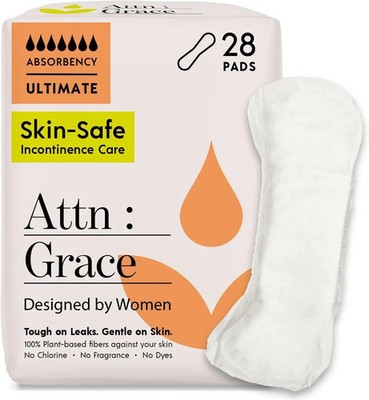 Attn: Grace Ultimate Incontinence Pads for Women, 28-Pack - High Absorbency, Bre