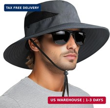 PFFY Sun Hats for Men Women Wide Brim Bucket Hat UPF 50 Hiking Fishing Hat UV