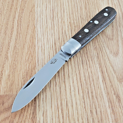 OTTER-Messer 3-Rivet Folding Knife 3.5'' Carbon Steel Blade Smoked Oak Handle