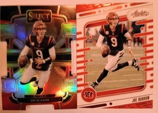 (2) Joe Burrow 2024 Absolute Pink SP, 2023 Select Black/Red Prizm Die-Cut. Nm-Mt