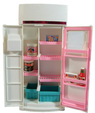 MATTEL 1994 BARBIE "SO MUCH TO DO" KITCHEN REFRIGERATOR FURNITURE w/FOOD