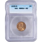 1929-D 1c Lincoln Wheat Cent ~ ICG MS 63+ RD