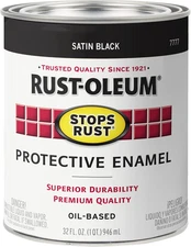 7777502 Protective Enamel Paint Stops Rust, 32-Ounce, Black Satin Finish, 1 Quar