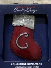 Regent Square Monogram Collectible Ornament with fine European crystal New