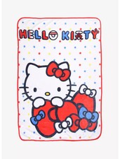 Sanrio Hello Kitty With Bows  Stars 45" x 60" Fleece Throw Blanket