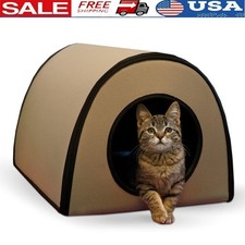 Heated Outdoor Cat Shelter Insulated Waterproof Cat House Safe Winter Refuge New
