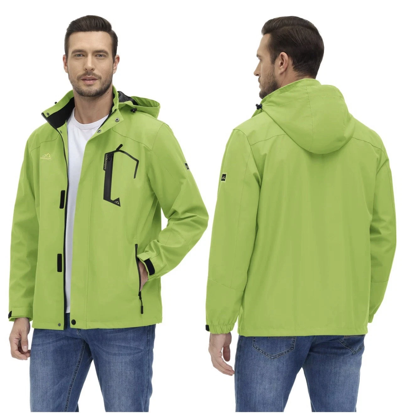 MOERDENG Men's Ski Jacket Size M - Raincoat Snow Mountain Neon Green