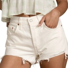 LEVI S 501 White Button Fly Denim Jean Cutoff Shorts Size 28