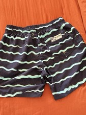 Wave pattern men s Athletic Swim Shorts Green Blue