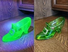 Fenton Key Lime Uranium Hand-painted Shoe