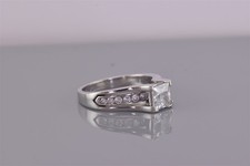 Sterling Silver Princess Cubic Zirconia Solitaire Accented Band Ring 925 Sz: 7