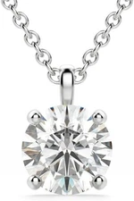 1/4 To 1 Carats Lab Grown Diamond Pendant in 14k White or Yellow Gold (E-F, VS2)
