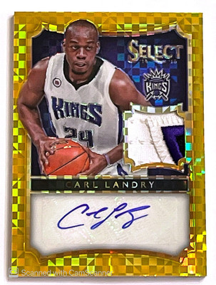 2014-15 Panini Select Auto Materials Gold 1/10 Carl Landry #69 Auto