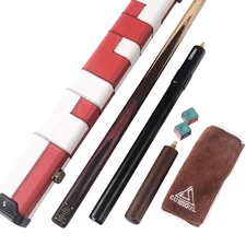 CUESOUL 57" Handmade Snooker Cue 18 oz with Cue Extension & Red and White Case
