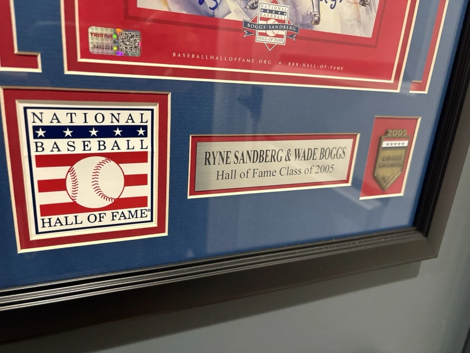 Ryne Sandberg Wade Boggs Dual Signed 2005 Hall Of Fame Program Tristar Framed - Image 4 of 4