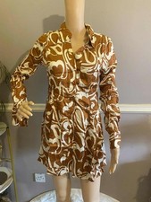 Urban Outfitters UO Renee Button Down Shirt Dress Swirl Print Brown Size S