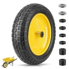 4.80/4.00-8 Tire, 14.5" Flat Free Wheelbarrow Tire and Wheel, Solid Replacement