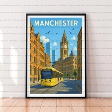 Unframed Manchester Art Poster Scene Illustration Art Urban Manchester Print