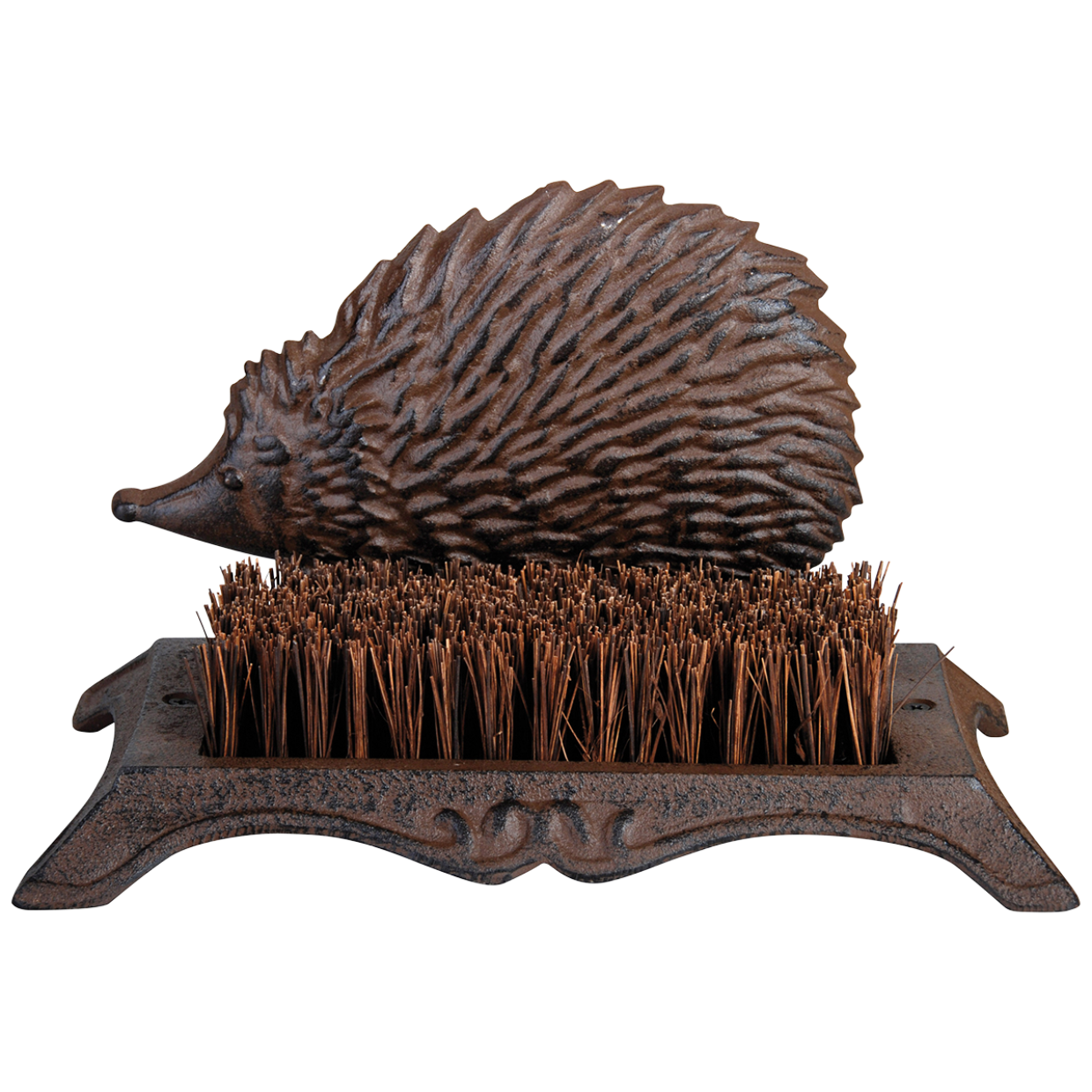 Cast Iron Boot Welly Cleaner Brush Scraper Hedgehog Door Patio Decor Brown