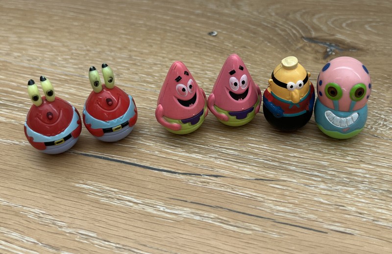 2015 SpongeBob Squarepants Weeble Wobble Toy Viacom Frankford Candy Lot Of 6