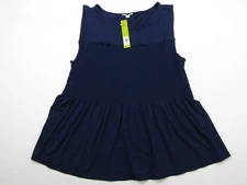 Gianni Bini Tank KJNT Genna Peplum Womens Large Navy Ruffle Officewear NWT