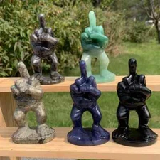 1pc Natural Mixed Quartz Crystal carved crystal Middle finger skull reiki Random