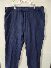 Caslon Pants Womens L Navy Jogger Pullon Drawstring 100 Linen Pocket Beach Pkts