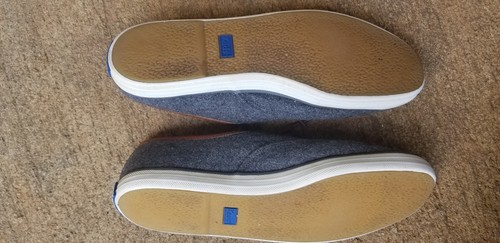 Wool Blend Keds Gray Brown Faux Leather Womens 8.0 Flats Sneakers Tennis Shoes - Picture 3 of 11