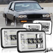 4pcs Fit Buick Regal Grand National 1982-1987 4X6" LED Headlights HI-LO Beam
