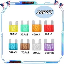 24 Pack Large MAXI / APX Blade Fuse Assortment Auto Car Truck SUV AMP FUSES USA