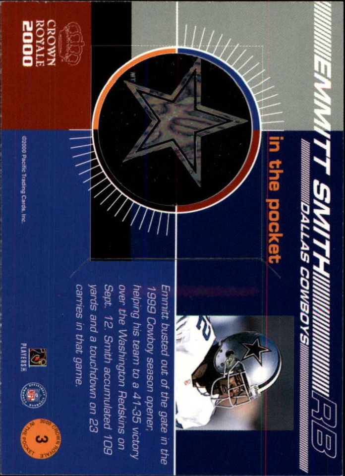 2000 Crown Royale In the Pocket #3 Emmitt Smith - NM-MT - Image 2 of 2
