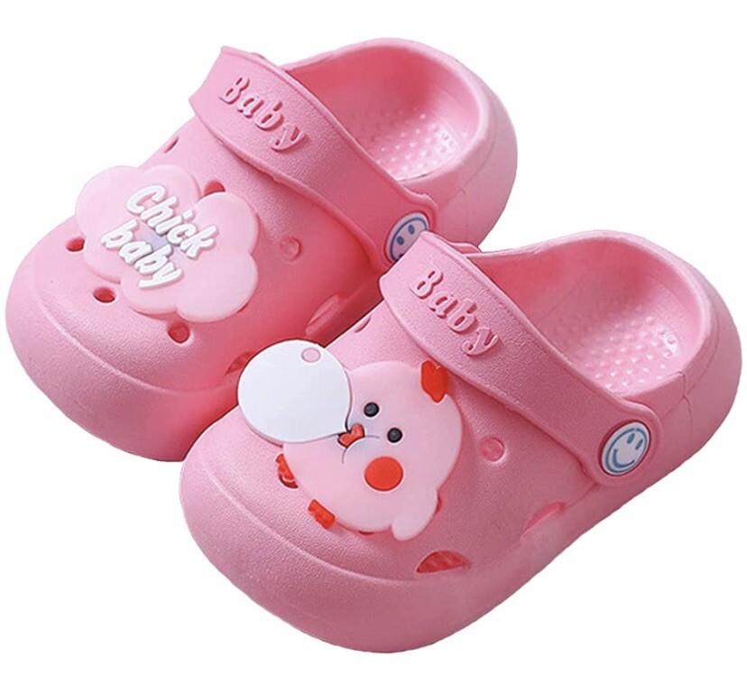 Pink Toddler Clogs for Girls Size UK 6/7 EUR 23/24 Baby Chicken Design  -image