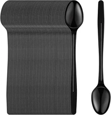 Plastic Spoons, 9" Long Handle Spoon, Black Sturdy Ice Cream Spoons, Disposable 