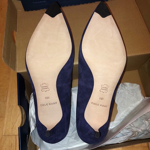 NEW Cole Haan Vesta 45mm Marine Blue 8.5 Suede Kitten Heel Shoes Pumps - Picture 15 of 15