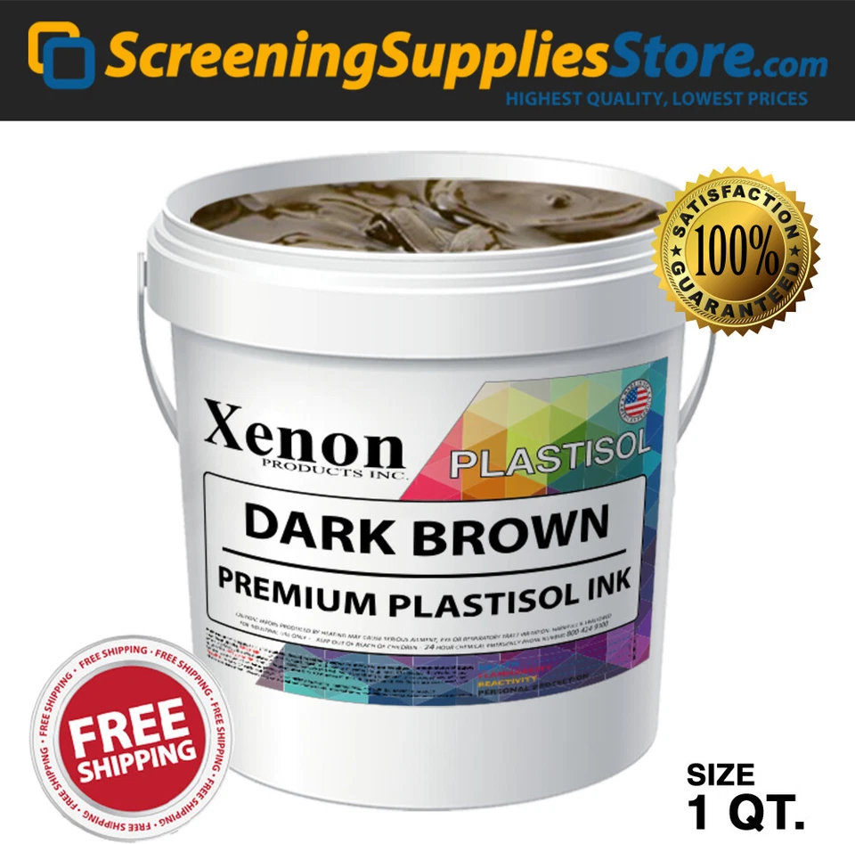 XENON SCREENINGSUPPLIESSTORE Xenon - Dark Brown Plastisol Ink for Screen Printing - 1 Quart - 32oz