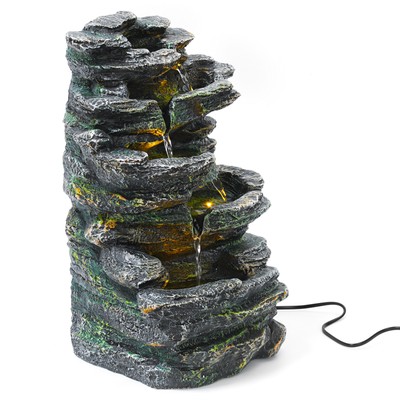 6-Tier Outside Patio Water Features Fountain, Garden Waterfall Decor for Patio