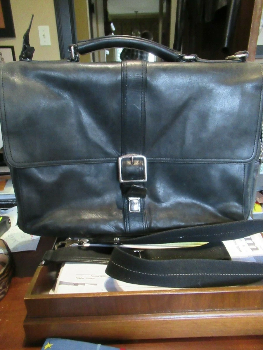 Coach Black Leather Large Laptop Briefcase 16