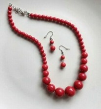 18" GRADUATED 20mm MIDDLE BEAD NECKLACE & EARRINGS  SET