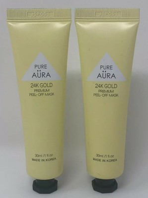 Lot of 2 pure aura 24 hour gold premium peel off mask 1 oz each- 2 oz Total