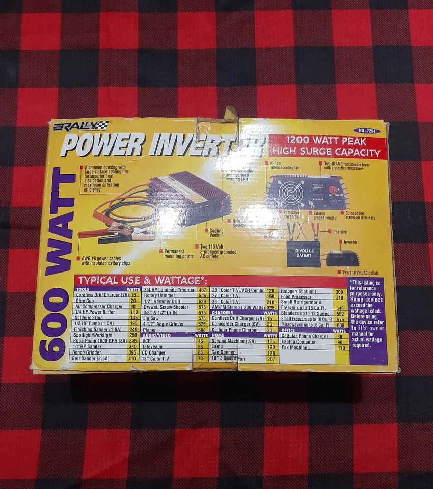 Vintage Rally 600 watt Power Inverter Open Box New Unused - Image 2 of 4