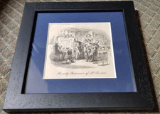 Framed Antique 1800s Dickens Bleak House, Phiz "Friendly Behaviour" Illustration