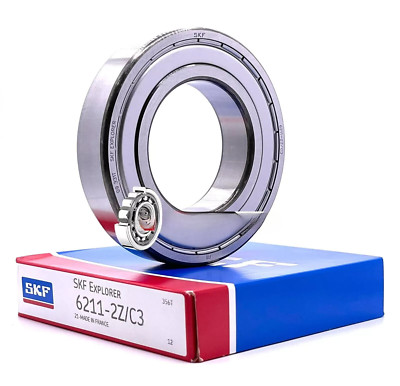 NEW, SKF 6211 ZZ C3 DEEP GROOVE BALL BEARING, 55x100x21 mm METAL