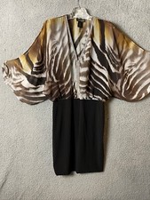 Sentimental NY Womens Dress ML Animal Print Top Black Skirt Rhinestone Trim