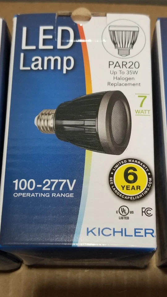 3x - Kichler PAR20 NARROW FLOOD LED LIGHT BULB - 7 WATT - 310 Lumen 27K - New - Image 2 of 2