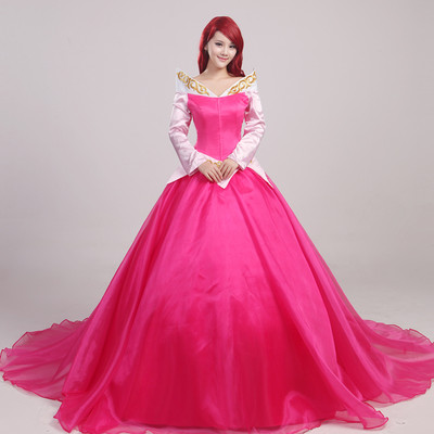 Cinderella Sleeping Beauty Disney Cosplay Kostüm Abend-kleid lang long Dress Rot