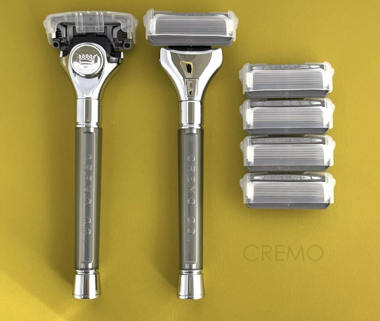 Cremo Reeusable Razor 2 CREMO BARBER RAZOR + 4 REFILLS NEW No Box Genuine Also Fits Schick ...