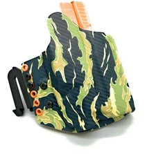 FNS9C / Olight Baldr S Light - Tiger Stripe Camo Carbon Fiber Kydex OWB Holster